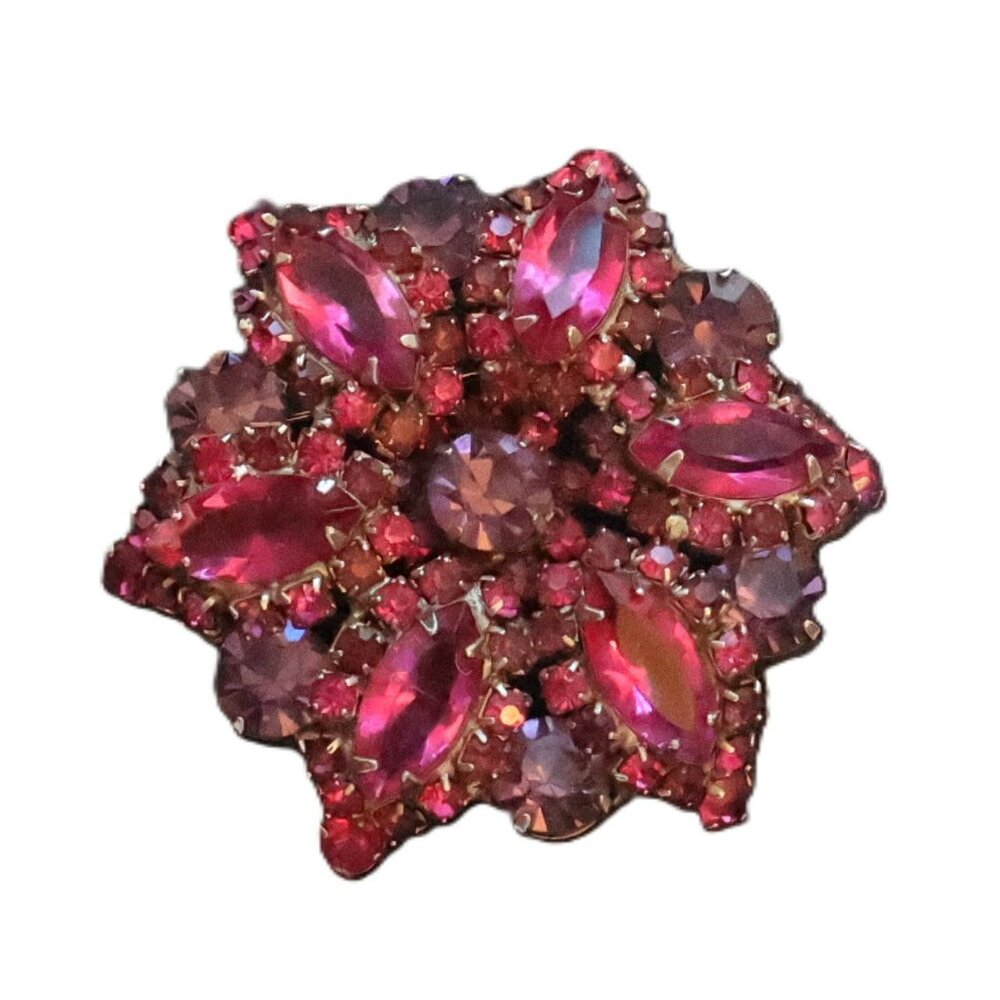 Vintage Pink and Purple Castlecliff Brooch signed